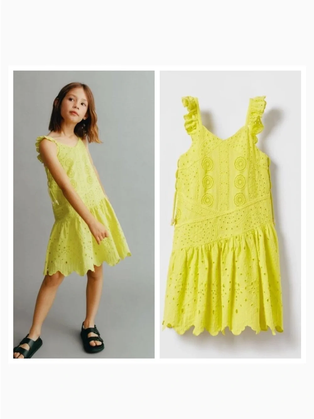 ZARA KIDS GIRL YELLOW EMBROIDERY DRESS Size 11-12